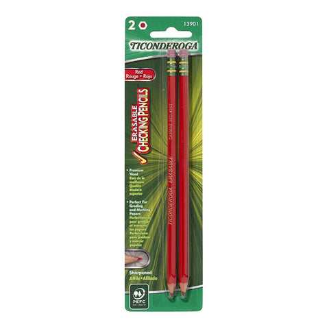 Red Checking Pencils 2Ct