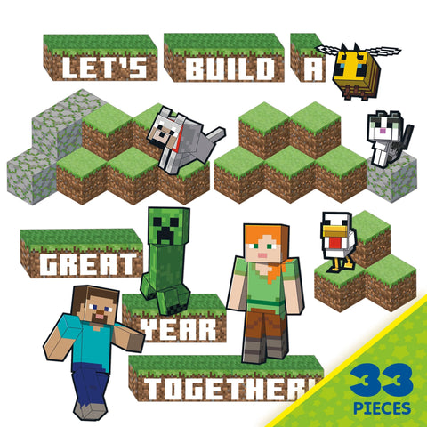 Minecraft Lets' Build A Great Year Bulletin Board Set