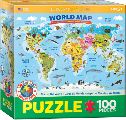 Illustrated Map Of The World 100 Pc Pz