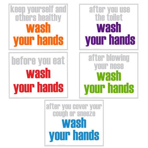 Wash Your Hands Poster Set Of 5