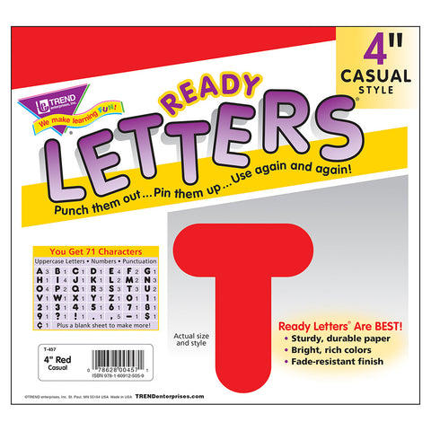 Red 4In Casual Ready Letters