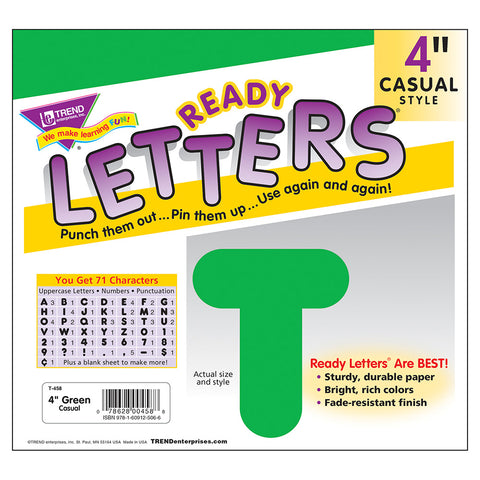 Green 4In Casual Ready Letters
