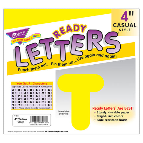 Yellow 4 Inch Casual Ready Letters