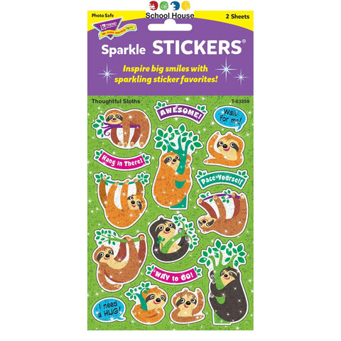 Thoughtful Sloths Sparkle Stickers