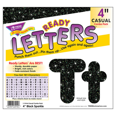 Black Sparkle 4In Casual Combo Letters