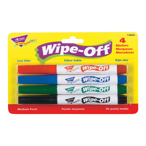 Wipe-Off Markers Asst 4Pk