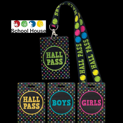 Chalkboard Brights Hall Pass Lanyards