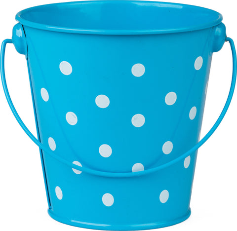 Bucket Aqua Polka Dots