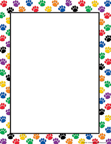 Colorful Paw Prints Computer Paper