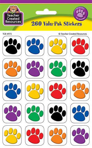 Colorful Paw Prints Stickers