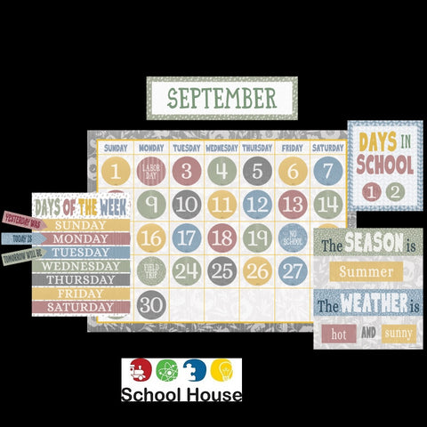 Classroom Cottage Calendar Bulletin Board Set