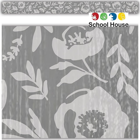 Classroom Cottage Gray Floral Border