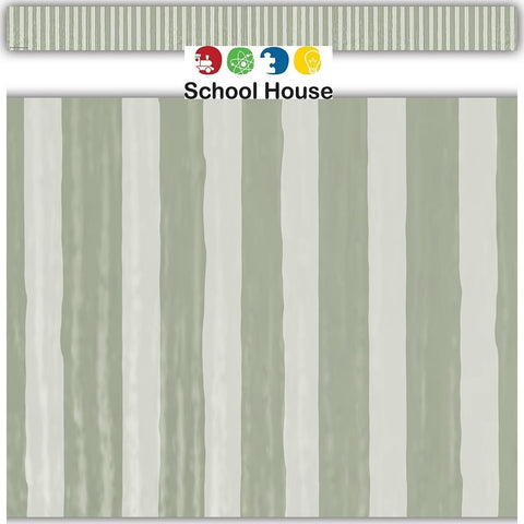 Classroom Cottage Sage Stripes Border