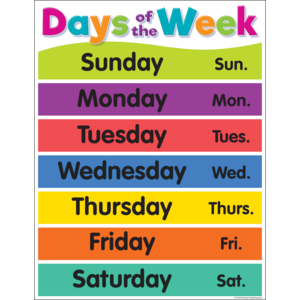 Colorful Days Of The Week Chart