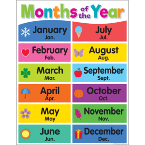 Colorful Months Of The Year Chart