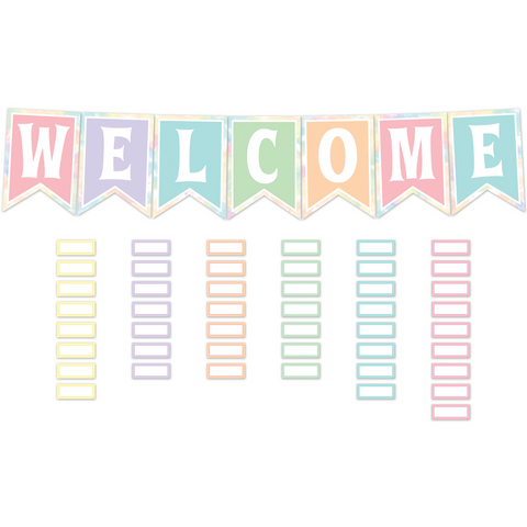 Pastel Pop Pennants Welcome Bulletin Board Set